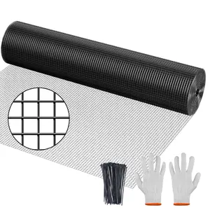 Hardware Cloth, 1/2 inch 48" x 50' Galvanized Chicken Wire Fence, 19 Gauge Vinyl Coated Wire Mesh Roll, Black Welded Wire Fencing Roll Gopher Wire Mesh Roll for Garden Fencing Rabbit Snake Wire