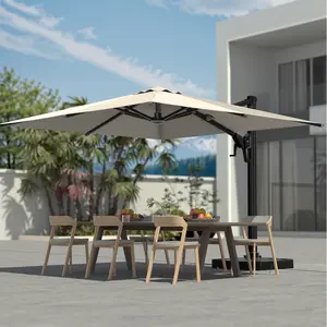 【Sturdy Base sold separately.】EROMMY 10x10ft Large Cantilever Umbrella with 360° Rotation, 6 Adjustable Heights  – Ideal for Patio, Garden & Poolside