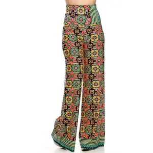 Clover Tiles Palazzo Pants - Neon Coral
