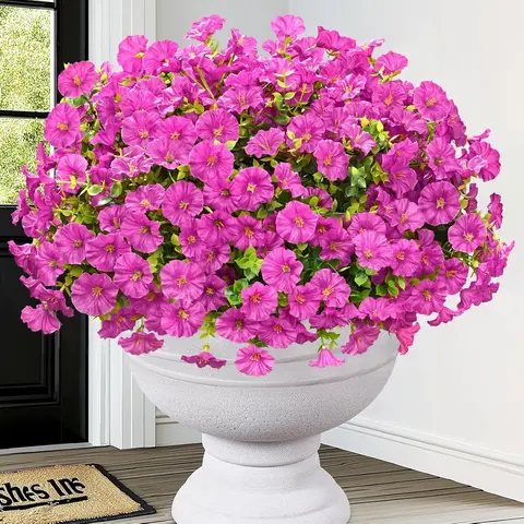 14-Bundle UV-Resistant Faux Silk Fruit-Flower Mix Artificial Mixed Flowers, Realistic Multi-Color Decor for Front Porch, Window Box Outdoor Home Use (No Basket)