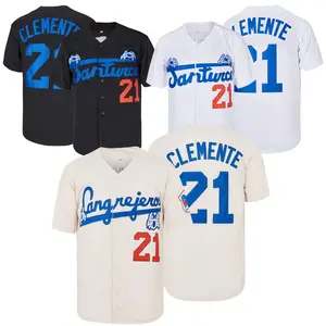 Men's Santurce Crabs #21 Roberto Clemente Baseball Jersey, Letter Embroidery souvenir Jersey，Training Match Sports Shirt