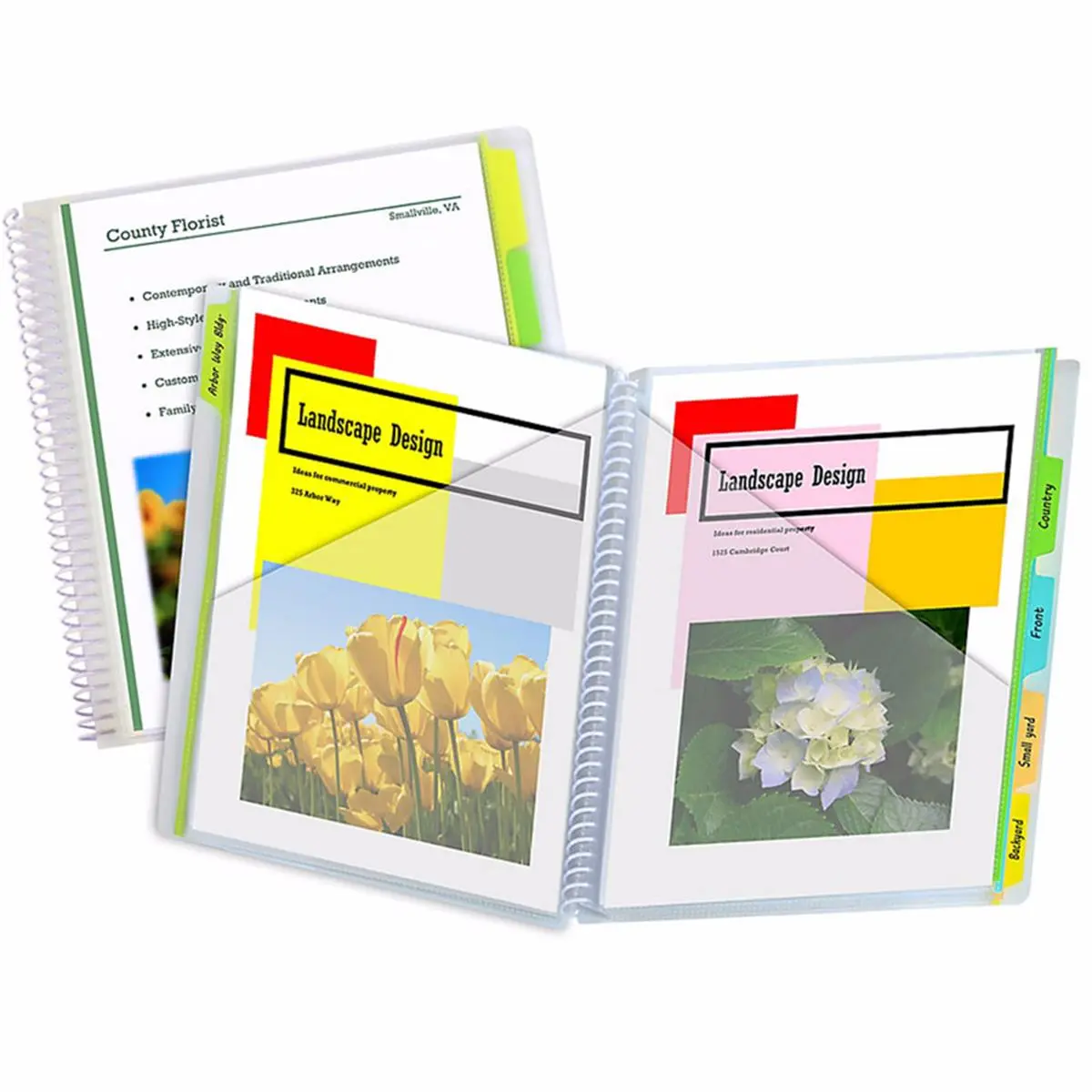 C-Line Products 10-Pocket Polypropylene Portfolios with Write-On Assorted Tabs (3 Each), Clear-View Front Pocket - Office Desk Supplies, Office Organizer, File Organizer for Desk, Letter Docs Holder