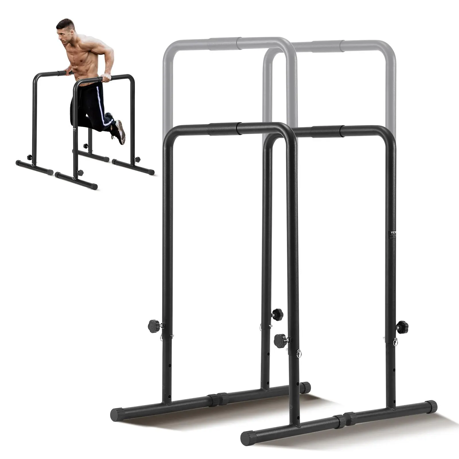 【SummerFinds】VEVOR Dip Bars,  440 lbs Capacity, Heave Duty Dip Stand Station with Adjustable Height, Fitness Workout Dip Bar Station Stabilizer Parallette Push Up Stand, Parallel Bars for Strength Training Home Gym