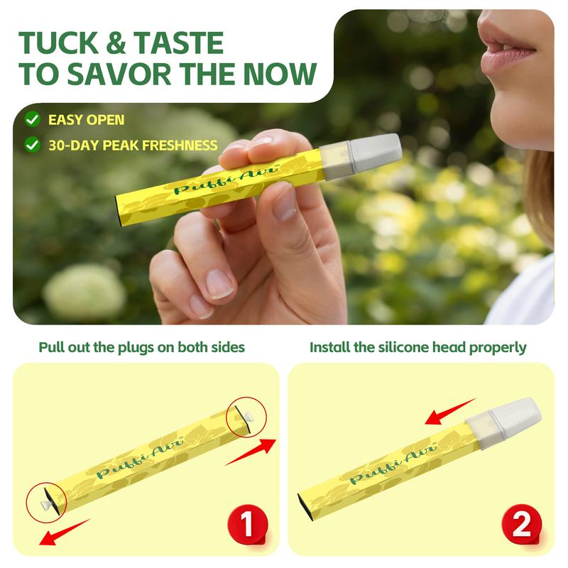 PUFFIAIR Mullein & Peppermint Herbal Air Inhaler for Lung Care & Instant Refreshment, Craving & Stress Relief | Nicotine-Free Smokeless Non-Electric Vaporless Inhalers, Usable Anywhere