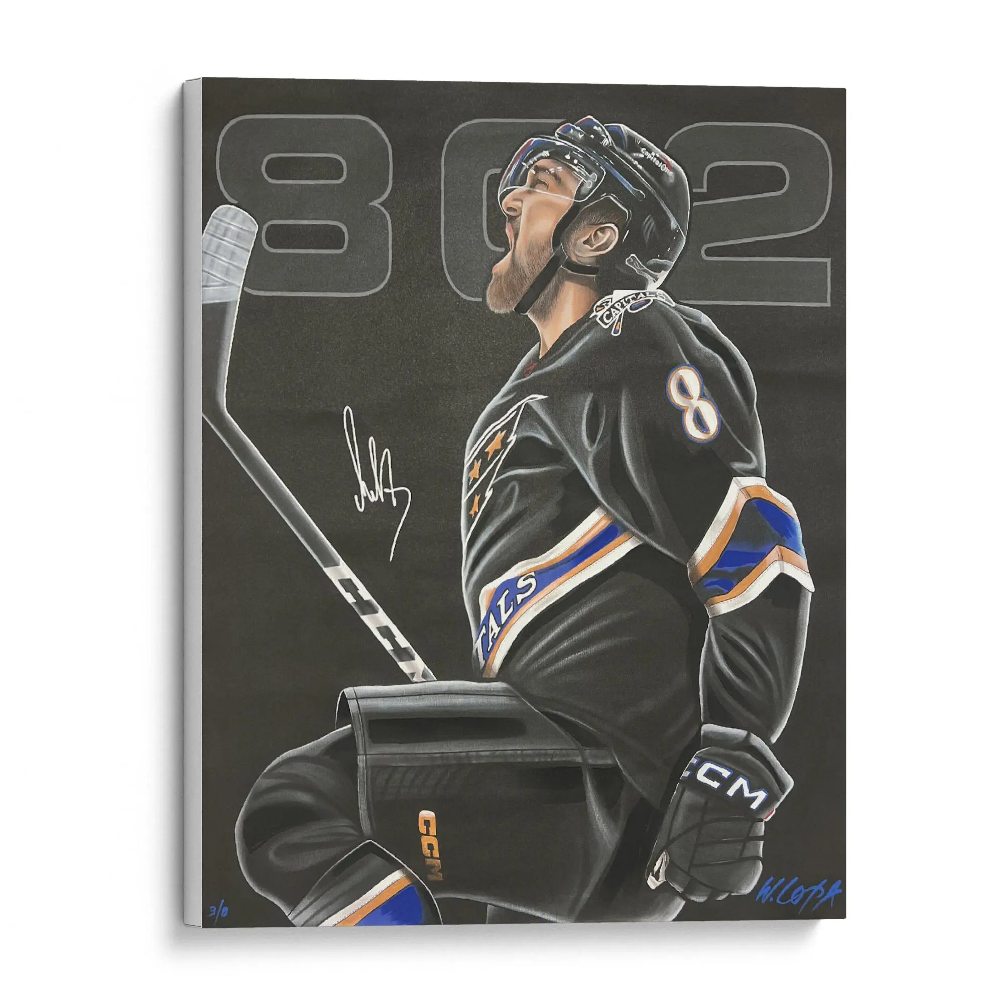 Alex Ovechkin Washington Capitals Autographed Stretched 32" x 36" Embellished Canvas Giclee Print - Art by Bill Lopa - Limited Edition of 8 - Fanatics Authentic Certified