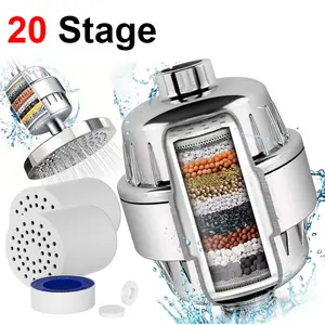 Shower Filter Set with 6-Inch Shower Head, 2 Filters, 20-Stage Hard Water Filtration, 360-Degree Adjustable, High Pressure, Easy Installation
