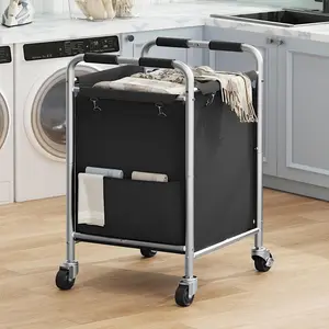 180L Rolling Laundry Basket - Heavy Duty Laundry Cart with Removable Bag & Wheels Black