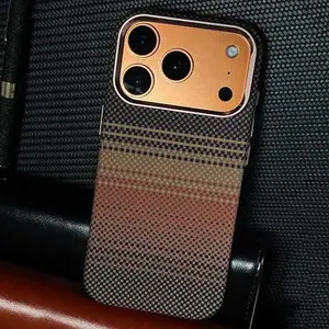 Phone Case - Carbon Fiber-Textured, Magnetically Attached Sunset Series Phone Case, Compatible with The Brand New iPhone 17 Series. Compatible with iPhone 17, 16, 15, 14, 13, 12 Pro Max, 16E, 17Air