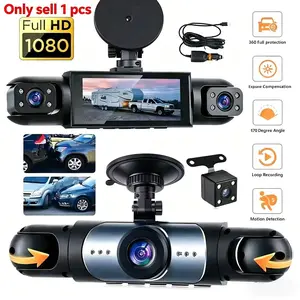 4K 1080P 4-Channel Dash Cam, Triple Lens Car Dvr, Triple Dash Camera, Car Dashcam, 3.16-Inch IPS Display, 64GB SD Card, Parking Mode, G-Sensor, Night Vision, Loop Recording