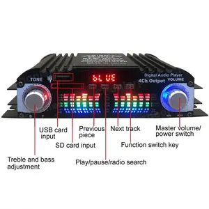 Peak Power HiFi Sound Amplifier Digital 4 Channel Audio Amplifier Bluetooth Karaoke Player FM Radio Support Remote Control amplifier board
