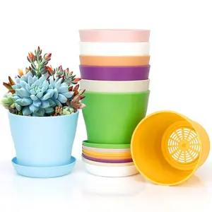 8 Pcs Plant Pots,Flower Pots,Plastic Pots for Plants,Nursery Pots,Succulent Pots,Planters for Indoor Plants,Herb Garden Planter,Small Plant Pots,Mini Flower Pots,Cute Plant Pots