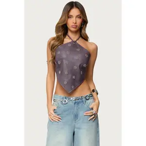 Shila Studded Faux Leather Backless Top