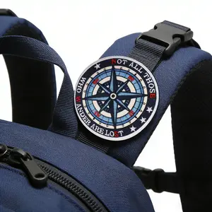 Hiking Enthusiast Travel Compass Geometric Embroidery Design Embroidered Patch, Back Adhesive Iron-On, Suitable for Clothes Jackets Hats Accessories