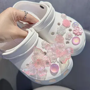 16Pcs Butterfly Shoe Charms for Crocs Sparkle Rhinestones Shoe Charms Girly Shoe Chains for Flower Clog Buckle DIY Women Shoe Charms Accessories for Mother's Day Gift Birthday Gift