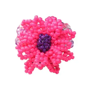 3d Kandi Cuff Bracelet W/beaded Pink Flower-Upper Arm - Handmade Beaded Bracelet- EDCLV Music Festivals