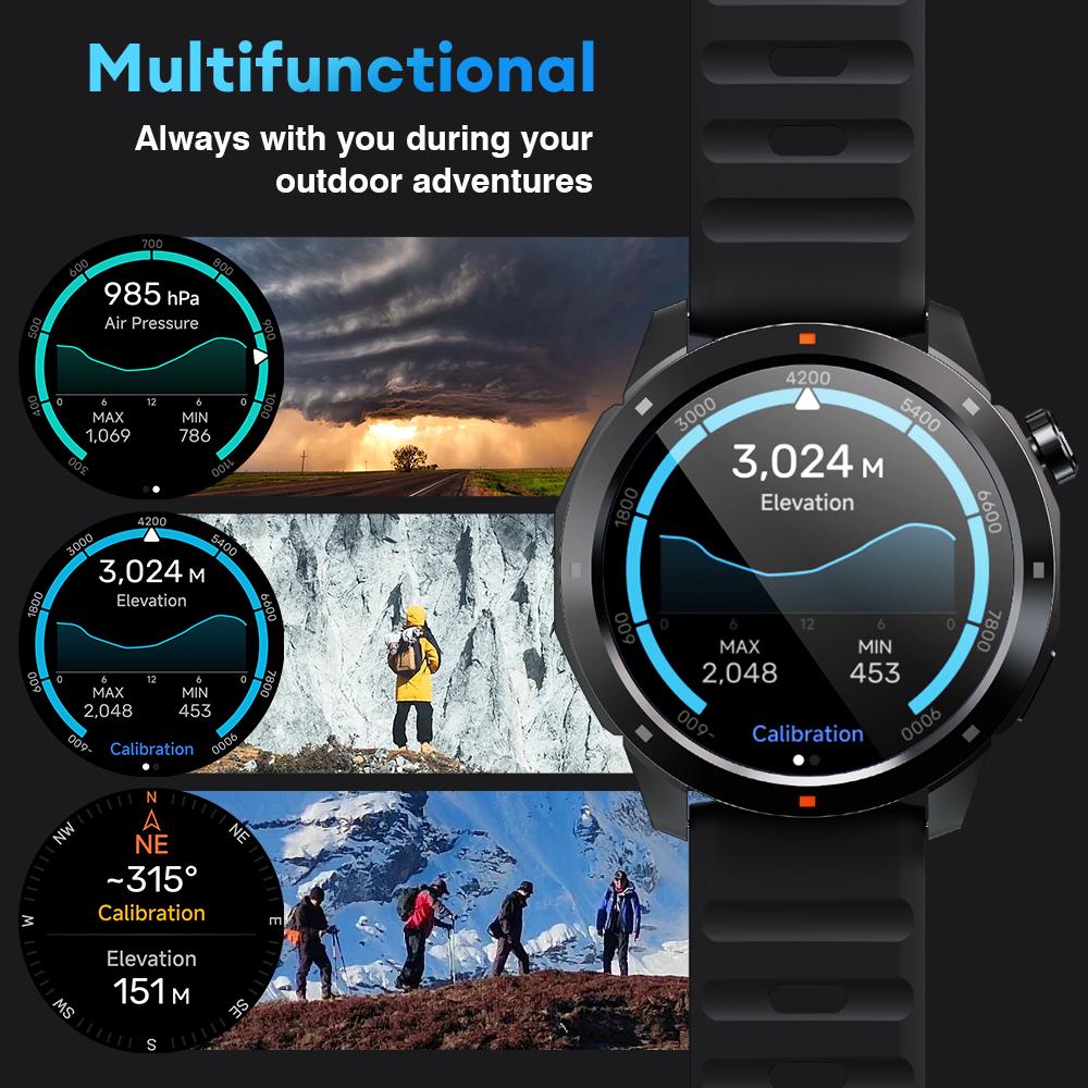 【BUILT-IN GPS】Aolon Navi R3 Ultra Men’s Smart Watch for outdoor use, with 1.43" AMOLED display, stainless steel bezel, Bluetooth calling, 60 sports modes, Motion L4 algorithm, 24/7 health tracking, IP68 waterproof, Android & iOS compatible. 【BUILT-IN GPS】Aolon Navi R3 Ultra Men’s Smart Watch for outdoor use, with 1.43" AMOLED display, stainless steel bezel, Bluetooth calling, 60 sports modes, Motion L4 algorithm, 24/7 health tracking, IP68 waterproof, Android & iOS compatible.