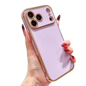 【Fashion iPhone Case】Luxury Electroplated iPhone Case for 11-17 Pro Max/SE • Slim Shockproof Glossy Cover with Full Camera Protection • Minimalist Solid Color Case for Women & Men • Perfect Gift
