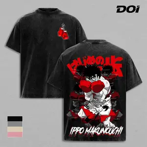 Ippo Makunouchi Hajime no Ippo Boxing Anime Graphic Tee, Vintage Washed Fighter Shirt, Classic Boxing Spirit Design, Unisex Streetwear Heavyweight Cotton Tee, Gift for Anime Fans and Boxing Lovers