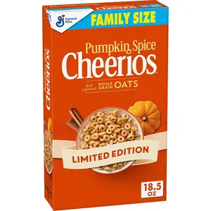 Pumpkin Spice Cheerios, Breakfast Cereal, Family Size, 18.5 OZ