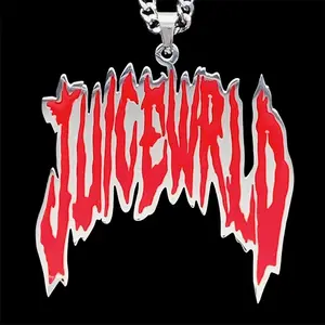 Red WRLD Burn Necklace - 1.5" Mirror Polished Juice Pendant in Solid 316L Stainless Steel with Red Enamel Laser Carved Pendant Choice of Chain Free Gift Included