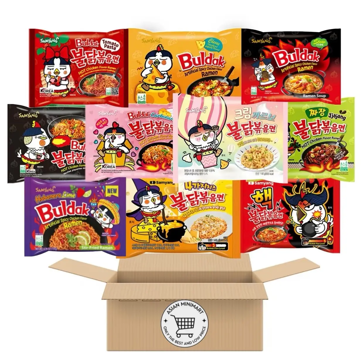 Samyang Korean Spicy Buldak Ramen Noodle Variety Pack of 5 & 10 & 14 Instant Food