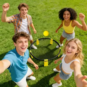 Beach Ball Game Set with Carry Bag, Includes 3 Balls and Net, Outdoor Games for Backyard, Beach, Park, Tournament Preparation