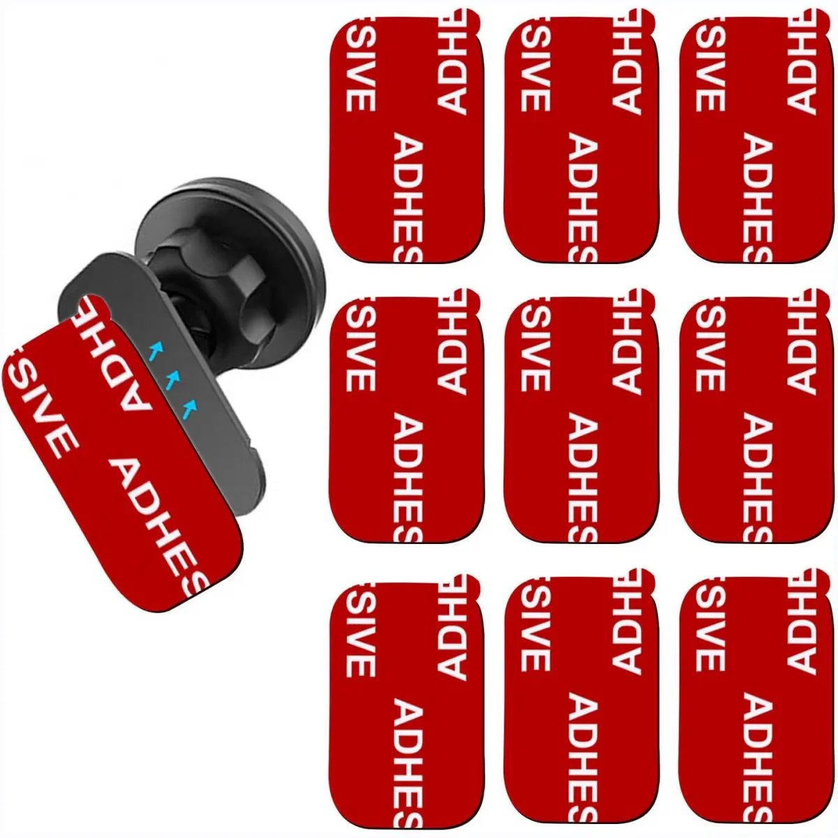 9PCS Rectangle Very High Bond Double-Sided Car Adhesive Sticky Pads with Sticky Film - 0.03 inch x 1.18 inches Dashboard Mounting Tapes for Windshield Magnetic Phone Mounts, Dash Cams, 9Pcs Rectangle Adhesives