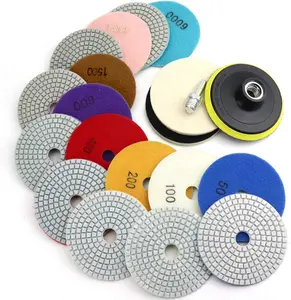 4 Inch Diamond Polishing Pads with 5/8’’-11 Backer Pad, 12PCS Wet/Dry Polishing Pad for Concrete Marble Stone Abrasive Discs Outdoorfun