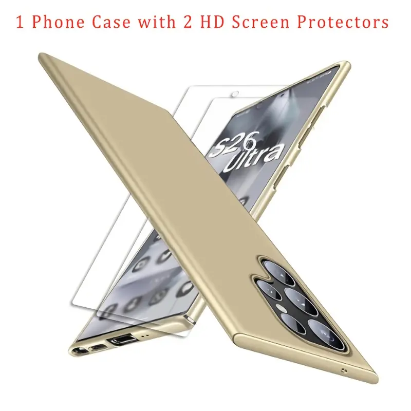 Phone Case - Set of 3 (1 Phone Cover + 2 High-Definition Screen Protectors) - Premium Ultra-Slim Hard Case Designed for Samsung, Compatible with Galaxy S26 Ultra, S26 Plus, S26, S25 Ultra, S25 Plus, S25 FE, S25, S24 Ultra, S24 Plus, S24 FE, S24