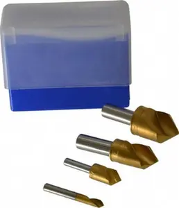 M.A. Ford 64t100002 4-Piece High Speed Steel Single End Countersink Set, 1 Flute, 82° Angle, 1/4 to 1" Head Diam, 1/4-1/2" Shank Diam