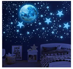 Glow in The Dark Stars for Ceiling,Glow in The Dark Stars and Moon Wall Decals,Ceiling Stars Glow in The Dark Kids Wall Decors Perfect for Kids Nursery Bedroom Living Room