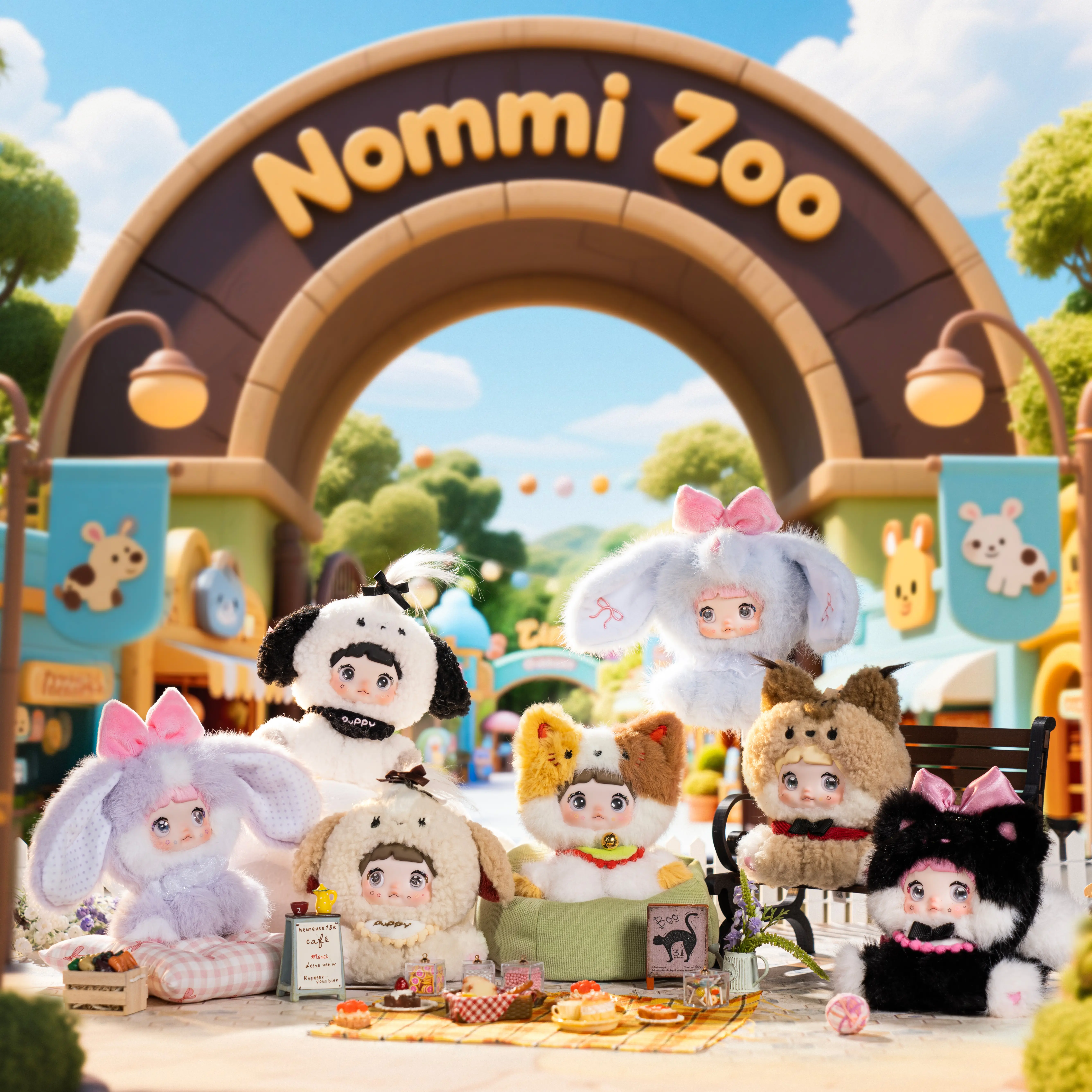 TOPTOY】Nommi Sitting Zoo Series Plush Blind Box, Cute Figures