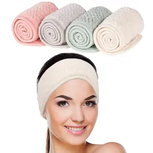 4PCS Spa Facial Headband Set – Soft Adjustable Makeup Hair Wrap Towels for Face Washing, Skincare, Shower, Yoga & Daily Use