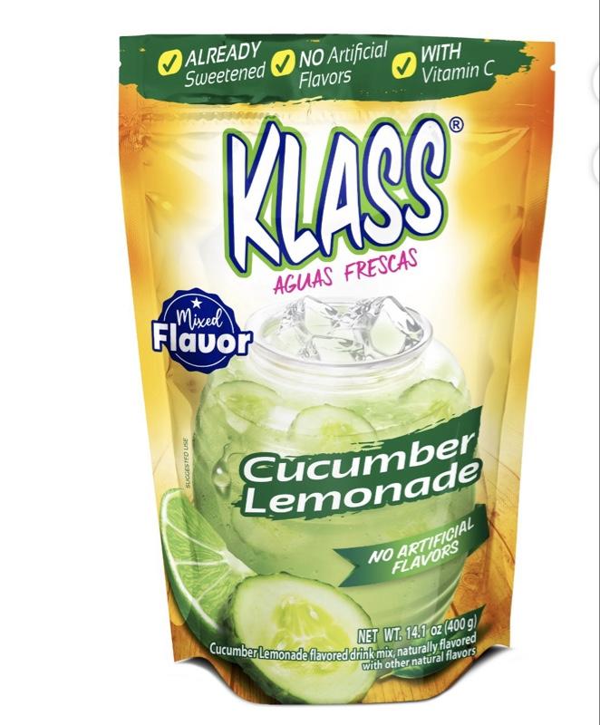 Klass Aguas Frescas Cucumber Limeade with Vitamin C Multiserve Powdered Drink Mix 14.1oz No Artificial Flavors