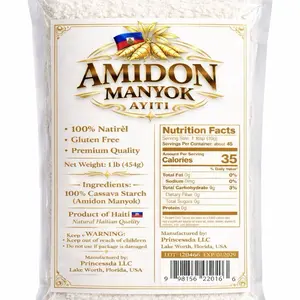 Haitian Cassava Starch (Amidon Manyok Ayiti) - Pure Unprocessed Powder for Cooking, Baking, Traditional Milky Natural Dishes (Dairy-Free, Protein & Calcium-Infused)