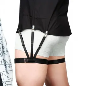 Men's Shirt Stays, Upgraded Adjustable Elastic Garter Belt, Military Shirt Holder with Non‑Slip Locking Clamps