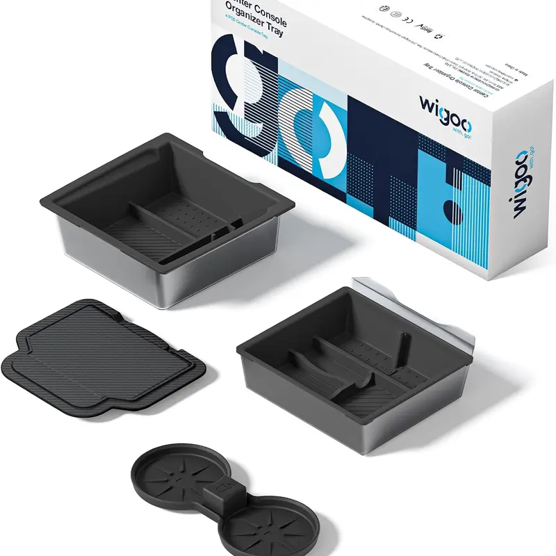 WIGOO Console Organizer for Tesla 2025-2026 Model Y Juniper/YL (Premium Performance) & 2024 -2026 Model 3, Center Console Tray, Armrest Storage Box, Cup Holder, Hidden Storage Box, Tesla accessories