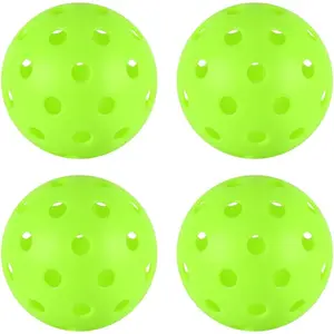 4 Pack 40 Hole Green Pickleball Balls – Lightweight Durable Training Pickleballs for Indoor Outdoor Play