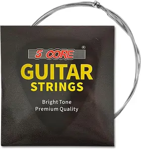 5 Core Electric Guitar Strings Brass Phosphor Bronze Extra Light Gauge (.009–.042) High Carbon Steel Core Bright & Powerful Tone 6 String Set for All