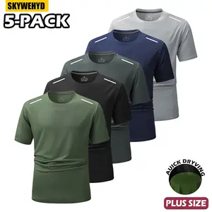 Men’s summer quick-dry sports T-shirt, breathable short-sleeve top for fitness and running, suitable for everyday wear; a versatile athletic casual style with a basic crew neck fit—simple and easy to pair. It works well with sweatpants or casual pants, fi