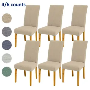 Solid Color Chair Cover, Removable Washable Chair Slipcover, Elastic Chair Protector for Home Dining Room, Chair Covers Set