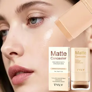 Cream Concealer Foundation Stick with Brush 5 Color Options Fast Application High Coverage Matte Finish Lightweight Non-Pore Clogging Sweat Resistant