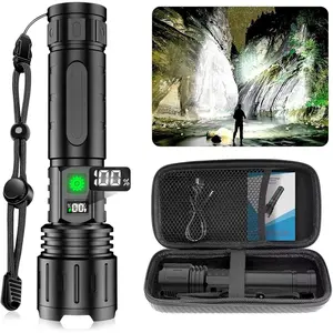 Rechargeable LED Flashlight High Lumens 100000, Waterproof & Powerful Tactical Flashlight with 5 Modes, 1500m Super Bright flashlights
