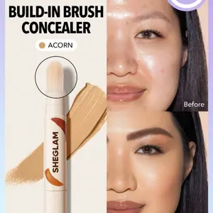SHEGLAM Perfect Skin High Coverage Concealer-Warm Vanilla 20 Shades Liquid Concealer Moisturizing Makeup Brush - Moisturize, Moisture
