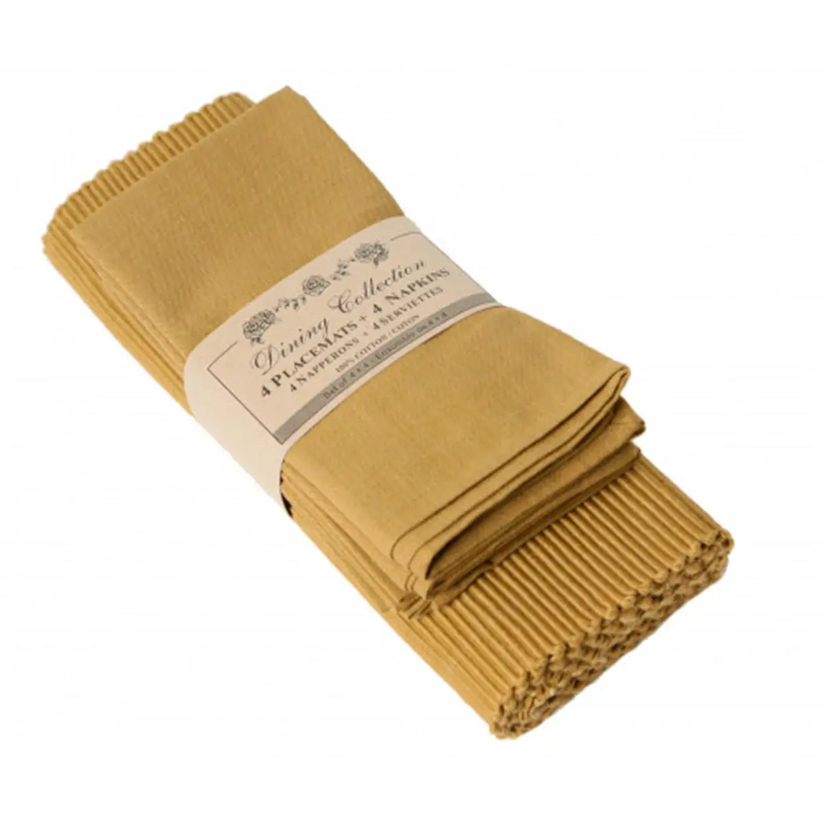 Mr. MJs Trading AG-05308 4 Placemats Plus 4 Napkins Set, Mustard