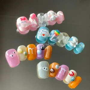 [BunnyMuse] Handmade Press on nails Candies | Pink Nails Blue Nails orange Nails Charm Nails Baby blue Nails baby pink Nails cute Nails Glossy Nails Nail Care Nail Art Cartoon Nails Short Nails Cinnamoroll nails Nail Polish