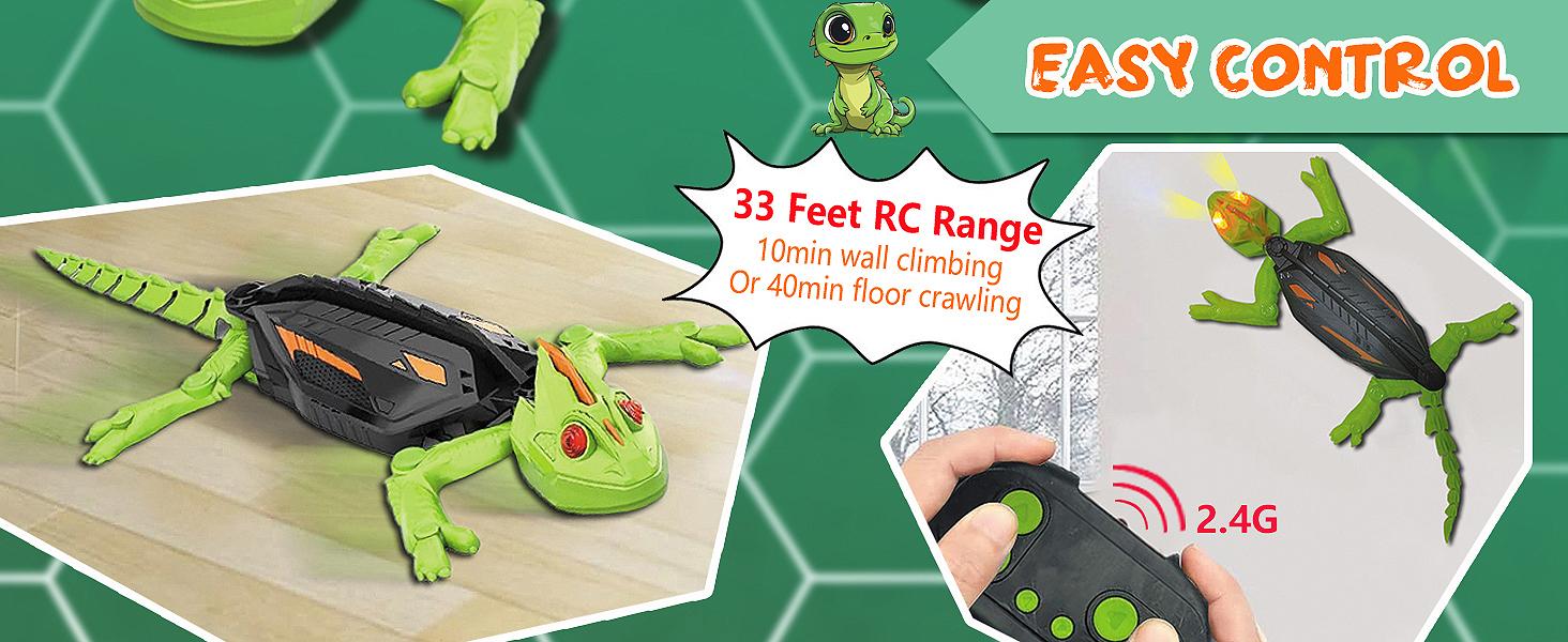 Wall Crawler Gecko TikTokShopBlackFriday Remote Control Toy Electric Lizard with LED Glowing Eyes 360° Spin Rechargeable Christmas STEM Tech Gift for Kids Ages 6-12