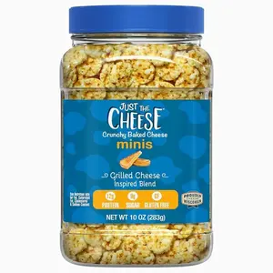 Just the Cheese Minis – Grilled Cheese Crisps, 10 oz Jar, Delicious Low-Carb Lifestyle Protein Chips, High-Protein, Gluten-Free Crisps, Keto-Friendly, Zero Sugar, Perfect Snack for Adults