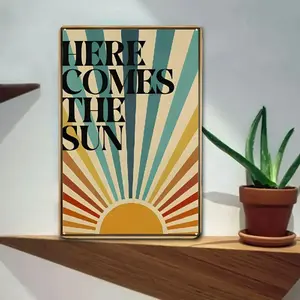 Here Comes The Sun Vintage Metal Sign, Signage, Vintage Garage Signs, Wall Metal Plaque, 1 Count Retro Wall Art, Wall Decor for Home, Bar, Man Cave, Outdoor Decor, Room Decor, Home Decor, Home Decoration, Decorative Plaque, Home Decor Products
