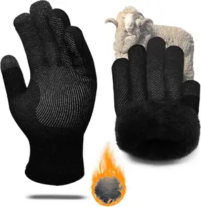 Winter Gloves Men Women, Thermal Merino Wool,6 Finger Touch Screen, Warm Fleece lined for Christmas